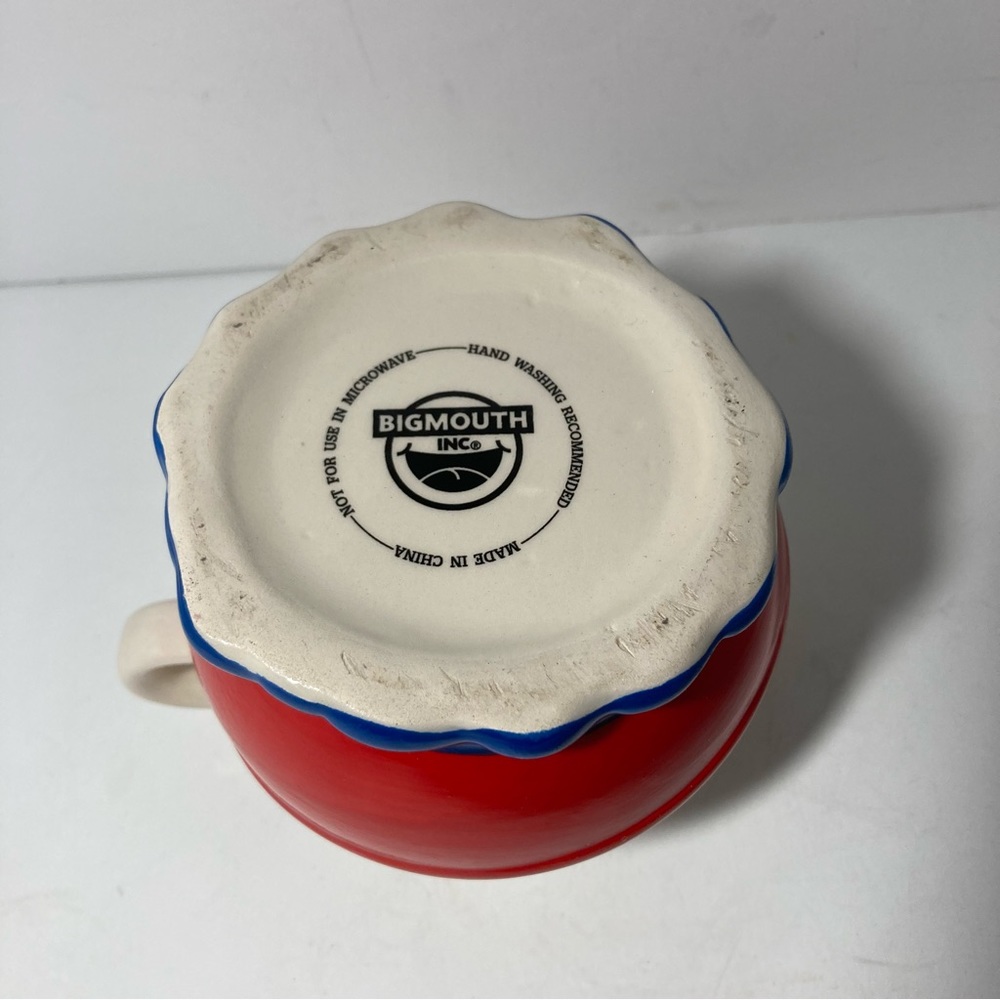 Fishing Bobber Gone Fishin'  Red White Ceramic Coffee Cup Mug by Big Mouth 16 oz - Picture 7 of 11